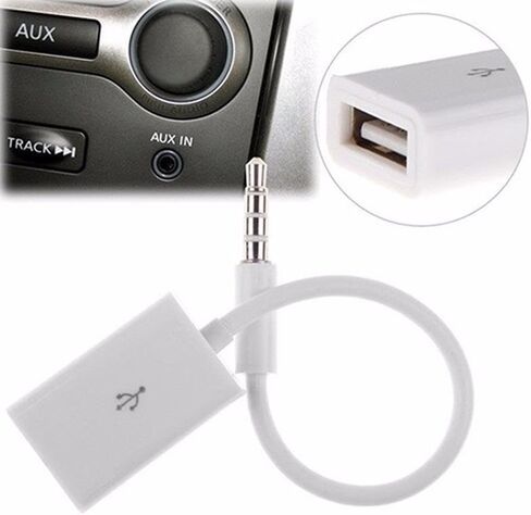 اكسسوارات السيارات البيضاء MP3 ذكر AUX مقبس توصيل الصوت إلى USB 2.0 أنثى محول كابل الحبل in Saudi Arabia