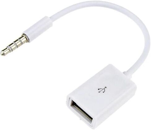 اكسسوارات السيارات البيضاء MP3 ذكر AUX مقبس توصيل الصوت إلى USB 2.0 أنثى محول كابل الحبل in Saudi Arabia