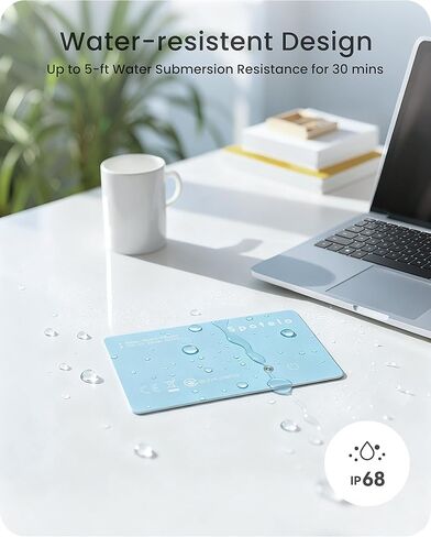 بطاقة تعقب المحفظة - مكتشف المحفظة القابلة لإعادة الشحن، تعمل مع Apple Find My، تصميم رفيع للغاية، مقاوم للماء، محدد موقع ذكي للأمتعة، جواز السفر (iOS فقط) - أزرق in Saudi Arabia