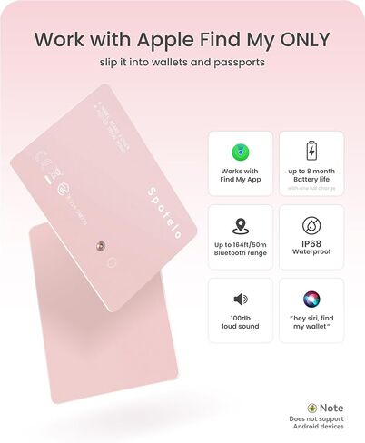 بطاقة تعقب المحفظة - مكتشف المحفظة القابلة لإعادة الشحن، تعمل مع Apple Find My، تصميم رفيع للغاية، مقاوم للماء، محدد موقع ذكي للأمتعة، جواز السفر (iOS فقط) - أزرق in Saudi Arabia