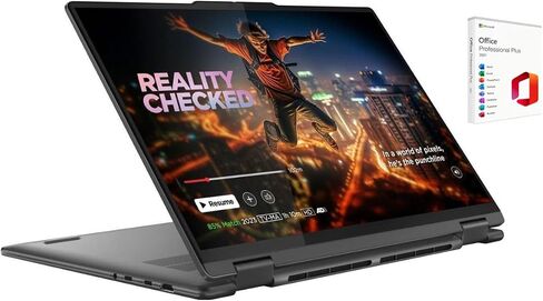 Lenovo Yoga 2 in 1 16" 2K Touchscreen Laptop | Intel Core Ultra 7 155U | Intel HD Graphics | Backlit | Fingerprint | 16GB RAM DDR5 | 1024GB SSD | Windows 11 Pro | Bundle with Office 2021 in Saudi Arabia