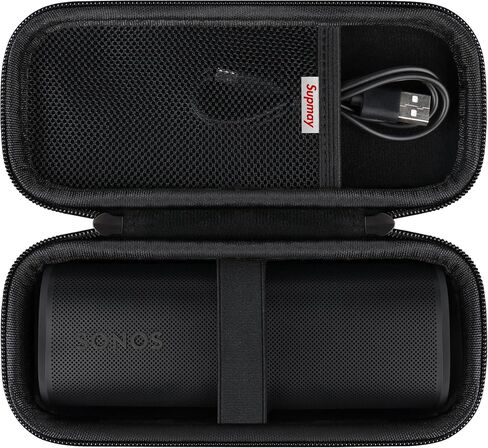 Hard Carrying Case for Sonos Roam 2/ Sonos Roam Portable Waterproof Bluetooth Speaker, Wireless Portable Speaker Protection Case with Mesh Pocket for USB-C Cable, Black in Saudi Arabia