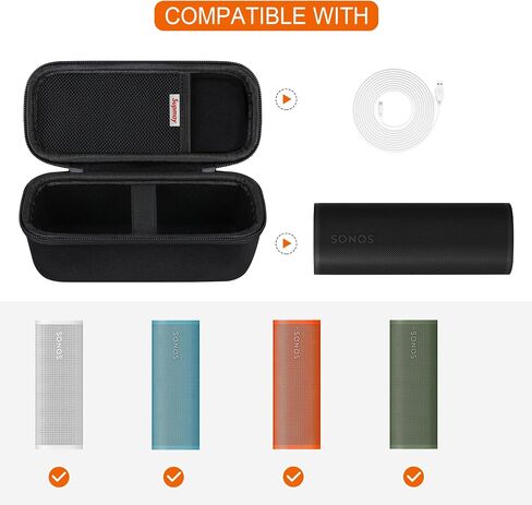 Hard Carrying Case for Sonos Roam 2/ Sonos Roam Portable Waterproof Bluetooth Speaker, Wireless Portable Speaker Protection Case with Mesh Pocket for USB-C Cable, Black in Saudi Arabia