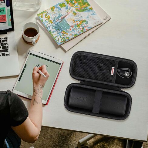Hard Carrying Case for Sonos Roam 2/ Sonos Roam Portable Waterproof Bluetooth Speaker, Wireless Portable Speaker Protection Case with Mesh Pocket for USB-C Cable, Black in Saudi Arabia
