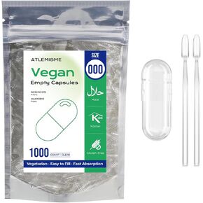 كبسولات نباتية فارغة حجم 000 - كبسولات نباتية (100 عدد) تعبئة كبسولات نباتية يمكنك صنعها بنفسك in Kuwait