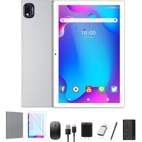 Tablet, 2025 Latest 10 inch Android 14 Tablet, MTK8183 Octa-Core, 16GB 128GB 1TB Expansion, 2.4/5G WiFi, 21MP Camera, Gemini AI 2.0, Tablets with Keyboard, Mouse, Case etc in Kuwait