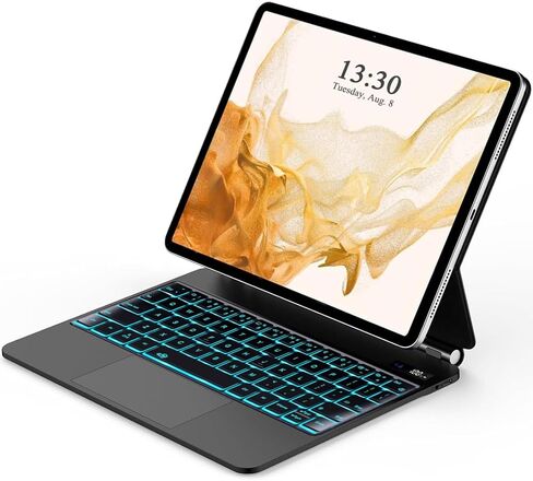 【الإنجليزية】 لوحة مفاتيح سحرية لجهاز Samsung Galaxy Tab S10+ Plus/S9+ Plus/S9 FE+ Plus/S8+ Plus/S7+ Plus/S7 FE مقاس 12.4 بوصة، حافظة لوحة مفاتيح مع حامل مغناطيسي، شاشة LCD، لوحة تتبع متعددة اللمس، إضاءة خلفية بـ 7 ألوان. أسود in Saudi Arabia