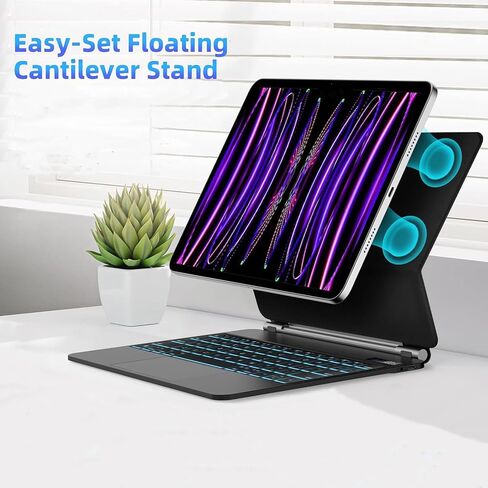 【الإنجليزية】 لوحة مفاتيح سحرية لجهاز Samsung Galaxy Tab S10+ Plus/S9+ Plus/S9 FE+ Plus/S8+ Plus/S7+ Plus/S7 FE مقاس 12.4 بوصة، حافظة لوحة مفاتيح مع حامل مغناطيسي، شاشة LCD، لوحة تتبع متعددة اللمس، إضاءة خلفية بـ 7 ألوان. أسود in Saudi Arabia