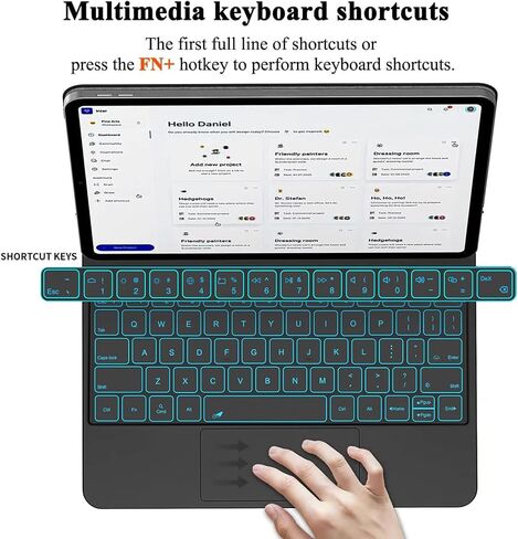 【الإنجليزية】 لوحة مفاتيح سحرية لجهاز Samsung Galaxy Tab S10+ Plus/S9+ Plus/S9 FE+ Plus/S8+ Plus/S7+ Plus/S7 FE مقاس 12.4 بوصة، حافظة لوحة مفاتيح مع حامل مغناطيسي، شاشة LCD، لوحة تتبع متعددة اللمس، إضاءة خلفية بـ 7 ألوان. أسود in Saudi Arabia