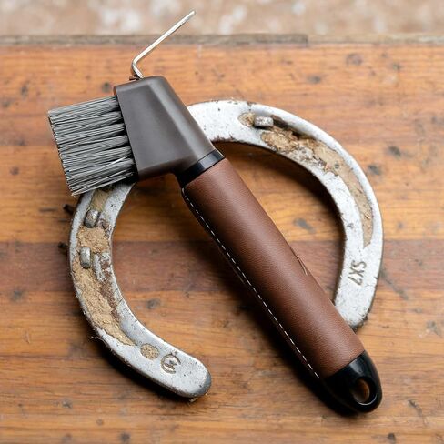 HORZE Maddox Leather Handle Hoof Pick - Dark Brown - One Size in Saudi Arabia