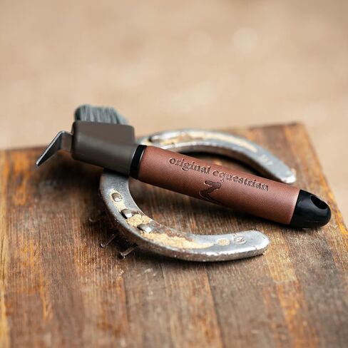HORZE Maddox Leather Handle Hoof Pick - Dark Brown - One Size in Saudi Arabia