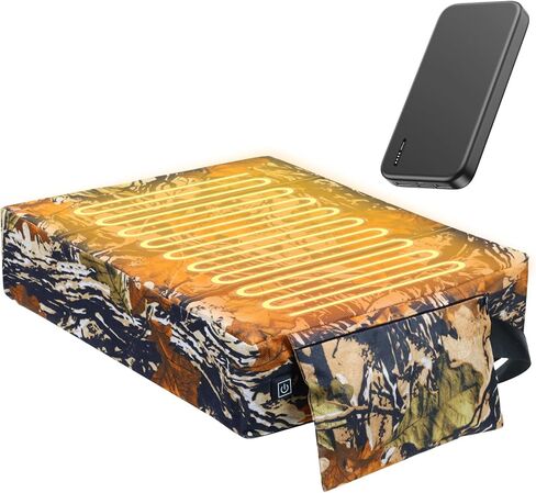 Heated Hunting Seat Cushion Pad Thermal Hunting Seat with 10000 mAh Power Bank Adjustable Temperature Hunting Hot Seat Cushion for Tree Stand,Bleacher,Sport Without Backrest in Saudi Arabia