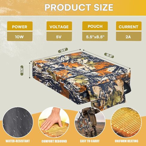 Heated Hunting Seat Cushion Pad Thermal Hunting Seat with 10000 mAh Power Bank Adjustable Temperature Hunting Hot Seat Cushion for Tree Stand,Bleacher,Sport Without Backrest in Saudi Arabia