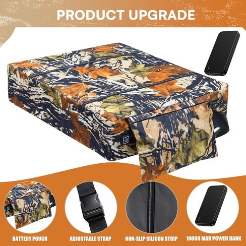 Heated Hunting Seat Cushion Pad Thermal Hunting Seat with 10000 mAh Power Bank Adjustable Temperature Hunting Hot Seat Cushion for Tree Stand,Bleacher,Sport Without Backrest in Saudi Arabia