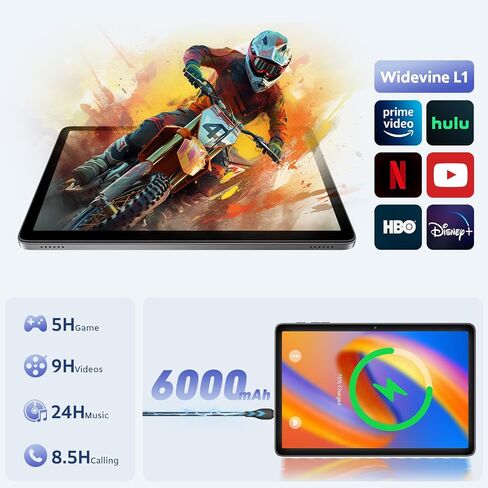 Android 15 Tablet 10 Inch Tablet, Octa-Core Tablets with keyboard, 24GB(8+16)RAM+128GB ROM+1TB, 1280x800 IPS Display, Widevine L1, GPS, 2.4G/5G WiFi, 5MP+8MP Camera, 6000mAh, Bluetooth 5.4, Gray in Saudi Arabia
