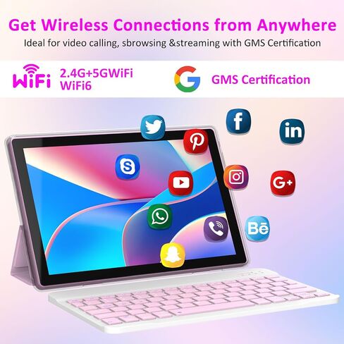 10 inch Android 15 Tablet, 8GB RAM 32GB ROM Powerful Quad-core CPU, 1280*800 Resolution Screen Tablet PC, 8MP Camera, 6000mAh Battery Computer, 2 in 1 Tablets with Keyboard, Case, Mouse, Stylus Laptop in Saudi Arabia