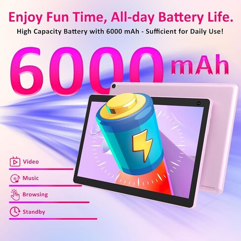 10 inch Android 15 Tablet, 8GB RAM 32GB ROM Powerful Quad-core CPU, 1280*800 Resolution Screen Tablet PC, 8MP Camera, 6000mAh Battery Computer, 2 in 1 Tablets with Keyboard, Case, Mouse, Stylus Laptop in Saudi Arabia