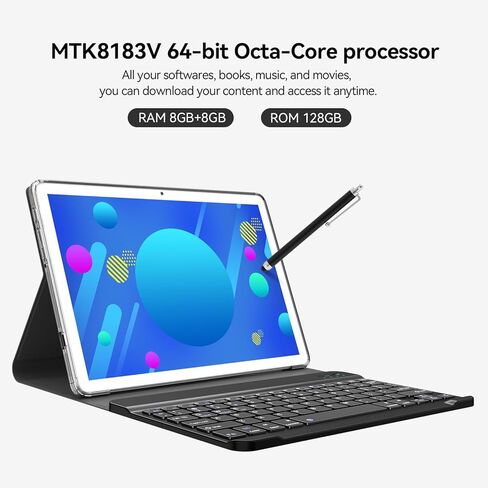 Tablet, 2025 Latest 10 inch Android 14 Tablet, MTK8183 Octa-Core, 16GB 128GB 1TB Expansion, 2.4/5G WiFi, 21MP Camera, Gemini AI 2.0, Tablets with Keyboard, Mouse, Case etc in Kuwait