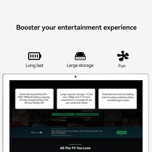 Tablet, 2025 Latest 10 inch Android 14 Tablet, MTK8183 Octa-Core, 16GB 128GB 1TB Expansion, 2.4/5G WiFi, 21MP Camera, Gemini AI 2.0, Tablets with Keyboard, Mouse, Case etc in Kuwait
