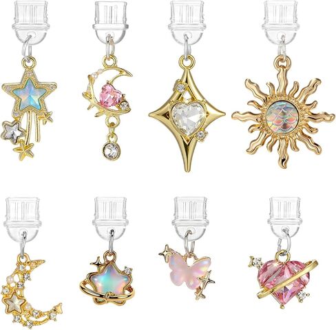 8Pcs Dust Plug Charms Star Sun Moon Butterfly Heart Design Type C Anti-Dust Cover Aesthetic Charging Ports Plug Protector Accessories Compatible with USB C Devices for Women Phone Reader Decor in Saudi Arabia