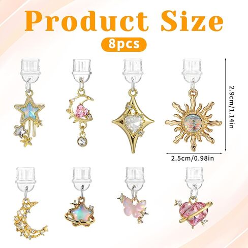 8Pcs Dust Plug Charms Star Sun Moon Butterfly Heart Design Type C Anti-Dust Cover Aesthetic Charging Ports Plug Protector Accessories Compatible with USB C Devices for Women Phone Reader Decor in Saudi Arabia