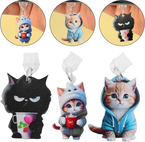 Cartoon Cat Series Type-C Dust Plug Pendant Decoration Phone Accessories for iPhone 16 15 Samsung USB C Dust Plug,Type A in Saudi Arabia