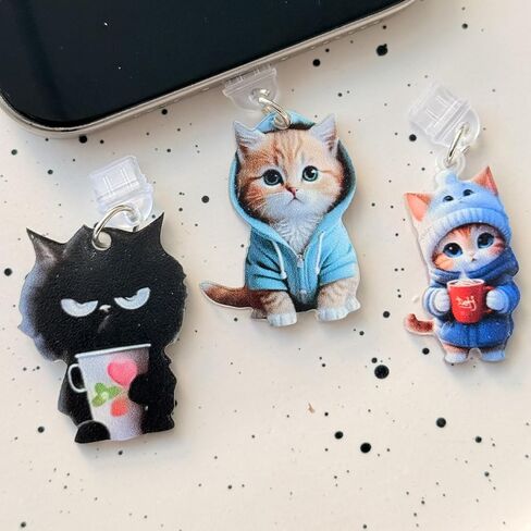 Cartoon Cat Series Type-C Dust Plug Pendant Decoration Phone Accessories for iPhone 16 15 Samsung USB C Dust Plug,Type A in Saudi Arabia