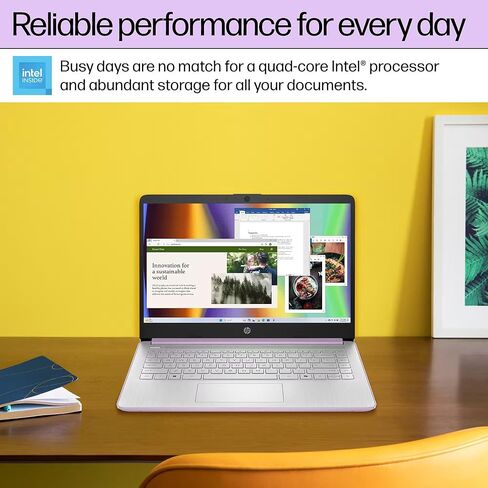 HP 14" Flagship Laptop 2025 AI-Powered Computer, Office Lifetime, Student Business, 4-Core Intel CPU, 16GB RAM 628GB Storage (128GB UFS+ 500GB Ext), Long Battery HubxcelAccessory Win 11 Pro Lavender in Saudi Arabia