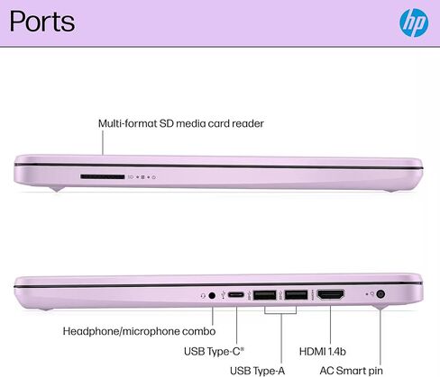 HP 14" Flagship Laptop 2025 AI-Powered Computer, Office Lifetime, Student Business, 4-Core Intel CPU, 16GB RAM 628GB Storage (128GB UFS+ 500GB Ext), Long Battery HubxcelAccessory Win 11 Pro Lavender in Saudi Arabia
