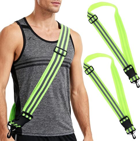 قطعتان من الوشاح العاكس، معدات الجري مع حزام عالي الوضوح، سترة عاكسة للسلامة أثناء المشي ليلاً، وشاح خفيف عاكس قابل للتعديل للنساء والرجال والجري والمشي وركوب الدراجات في الليل in Kuwait