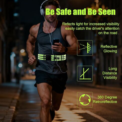 قطعتان من الوشاح العاكس، معدات الجري مع حزام عالي الوضوح، سترة عاكسة للسلامة أثناء المشي ليلاً، وشاح خفيف عاكس قابل للتعديل للنساء والرجال والجري والمشي وركوب الدراجات في الليل in Kuwait