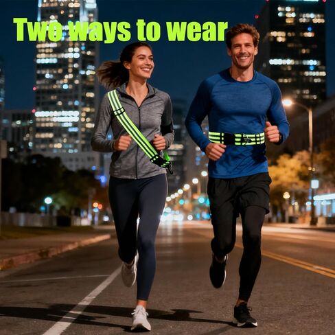 قطعتان من الوشاح العاكس، معدات الجري مع حزام عالي الوضوح، سترة عاكسة للسلامة أثناء المشي ليلاً، وشاح خفيف عاكس قابل للتعديل للنساء والرجال والجري والمشي وركوب الدراجات في الليل in Kuwait
