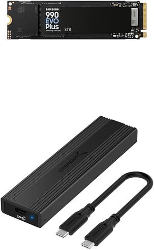 Samsung 990 EVO Plus 2TB PCIe Gen4x4/Gen5x2 M.2 SSD (Up to 7,250 MB/s) with Sabrent USB 3.2 Type-C Tool-Free M.2 NVMe/SATA SSD Enclosure in Saudi Arabia