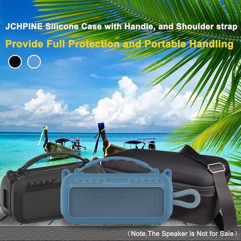 غطاء سيليكون JCHPINE وحقيبة حمل صلبة لمكبر صوت Bose SoundLink Plus بتقنية البلوتوث، وملحقات لمكبر الصوت Bose SoundLink Plus مع مقبض وحزام كتف (جراب أزرق) in Saudi Arabia