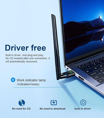 AX900Mbps USB WiFi 6 & Bluetooth Adapter for Desktop PC,5dBi Gain Antenna Wireless Transceiver,BT5.3(EDR+BLE),Dual Band (2.4GHz+5GHz),Plug-and-Play for Desktop/Laptop/Printers (Win 7/10/11) in Saudi Arabia