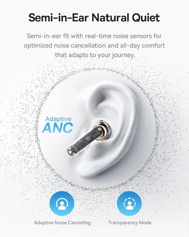 Baseus BS1 NC Semi-in-Ear True Wireless Noise Cancelling Earbuds with Adaptive Hybrid ANC, Hi-Res Audio (LDAC), 40H Playtime, 4g Ultra-Lightweight Fit, 6-Mic AI Clear Call, Bluetooth 6.0 (Black) in Saudi Arabia