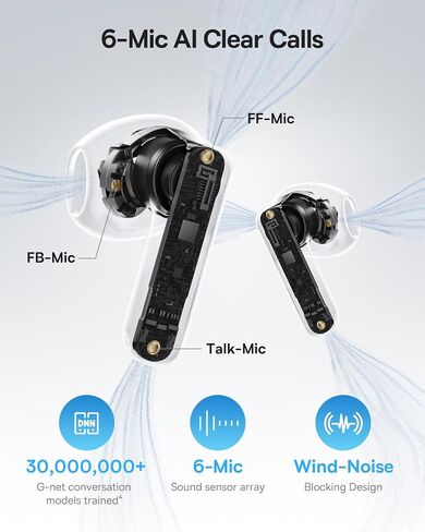 Baseus BS1 NC Semi-in-Ear True Wireless Noise Cancelling Earbuds with Adaptive Hybrid ANC, Hi-Res Audio (LDAC), 40H Playtime, 4g Ultra-Lightweight Fit, 6-Mic AI Clear Call, Bluetooth 6.0 (Black) in Saudi Arabia