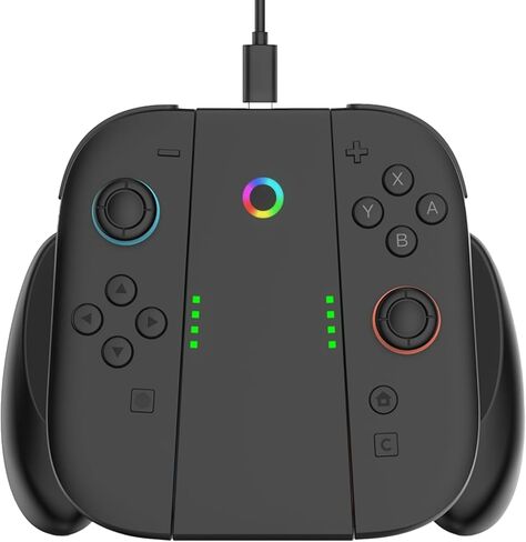 مقبض شاحن YUYIU مناسب لملحقات Nin-tendo Switch 2، مقبض Switch 2 مع كابل شحن USB، الشحن أثناء اللعب، سهل التركيب والإزالة (بدون بطارية) (أسود) in Kuwait