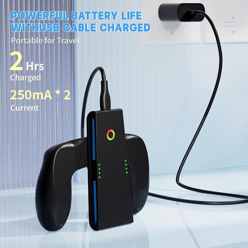 مقبض شاحن YUYIU مناسب لملحقات Nin-tendo Switch 2، مقبض Switch 2 مع كابل شحن USB، الشحن أثناء اللعب، سهل التركيب والإزالة (بدون بطارية) (أسود) in Kuwait