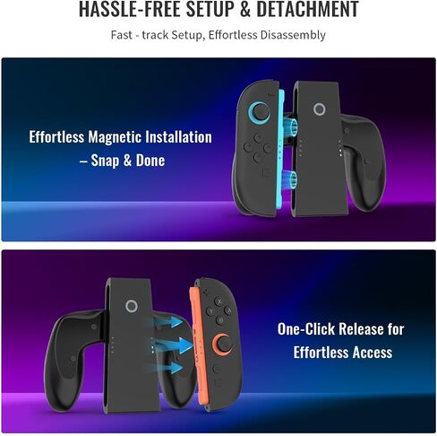 مقبض شاحن YUYIU مناسب لملحقات Nin-tendo Switch 2، مقبض Switch 2 مع كابل شحن USB، الشحن أثناء اللعب، سهل التركيب والإزالة (بدون بطارية) (أسود) in Kuwait