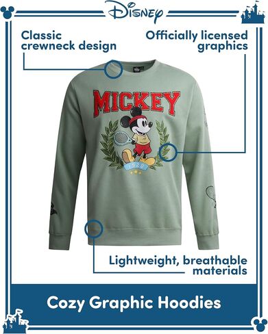 Disney Mickey Mouse Mens Graphic Hoodies - Cozy Fleece Pullover Crewneck Graphic Sweatshirt, Cute Novelty Sweatshirts for Men in Saudi Arabia