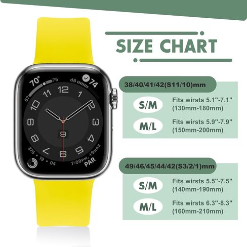 Sport Bands Compatible with Apple Watch Ultra 3/2/1 49mm, Series 11/10 46/42mm, 9/8/7 45/41mm, SE 6/5/4 44/40mm, 3/2/1 42/38mm S/M M/L for Women Men Silicone iWatch Band in Kuwait
