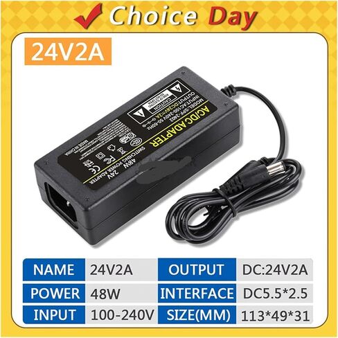 محول طاقة 24V2A، محول AC-DC 100-240 فولت، 5.5x2.5 ملم (قابس الاتحاد الأوروبي) in Saudi Arabia