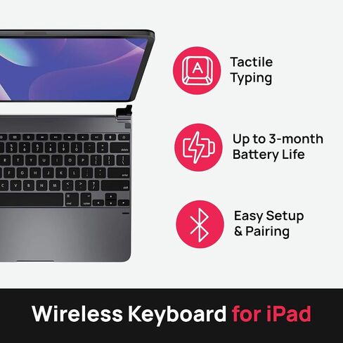 لوحة مفاتيح Brydge Pro 12.9 لجهاز iPad Pro مقاس 12.9 بوصة موديل الجيل الثالث (2018) | لوحة مفاتيح بلوتوث لاسلكية من الألومنيوم مع مفاتيح بإضاءة خلفية | عمر بطارية طويل | (رمادي فضائي) in Kuwait