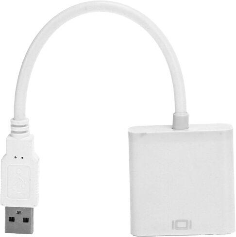 كابل محول USB3.0 إلى VGA HD 1080P لأجهزة الكمبيوتر المحمول 10، حل متعدد العرض للشاشات وأجهزة التلفزيون - مادة ABS (أبيض) in Kuwait
