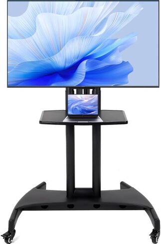 Rolling TV Stand，Mobile TV Cart with Adjustable Shelf，Portable Mobile TV Stand for 32-75 Inch TVs，132 LBS Weight Capacity， Suitable for Living Room/Bedroom/Office in Saudi Arabia