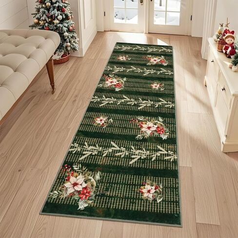 nesrt Christmas Area Rugs 5x7Ft Washable, Soft Xmas Tree Living Room Bedroom Rug, Low Pile Non Shedding Nursery Throw Carpet for Dining Room Kitchen Kids Playroom Holiday Winter Decor (Blue) in Saudi Arabia