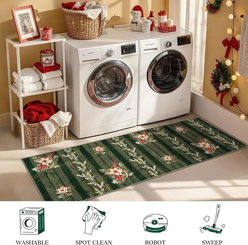 nesrt Christmas Area Rugs 5x7Ft Washable, Soft Xmas Tree Living Room Bedroom Rug, Low Pile Non Shedding Nursery Throw Carpet for Dining Room Kitchen Kids Playroom Holiday Winter Decor (Blue) in Saudi Arabia