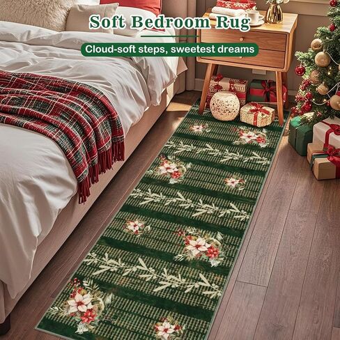 nesrt Christmas Area Rugs 5x7Ft Washable, Soft Xmas Tree Living Room Bedroom Rug, Low Pile Non Shedding Nursery Throw Carpet for Dining Room Kitchen Kids Playroom Holiday Winter Decor (Blue) in Saudi Arabia