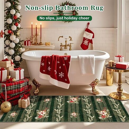 nesrt Christmas Area Rugs 5x7Ft Washable, Soft Xmas Tree Living Room Bedroom Rug, Low Pile Non Shedding Nursery Throw Carpet for Dining Room Kitchen Kids Playroom Holiday Winter Decor (Blue) in Saudi Arabia